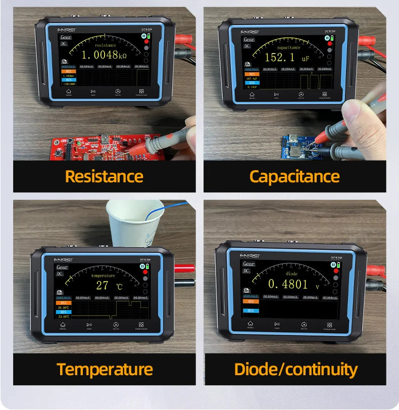 FNIRSI 2C53P Touch Screen Digital Oscilloscope+Multimeter+Signal Generator 3IN1 Dual Channel 50MHZ Automatic Osciloscópio Tools