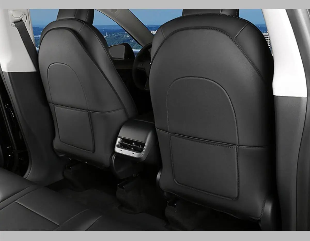 Car Seatback Protector for Tesla Model Y Model 3 Seat Back Protective Child Anti-Kick Mats Black Leather Interior Accessories
