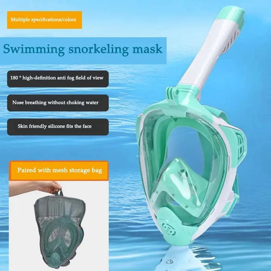 Underwater Snorkeling Full Face Children's Swimming Mask Set Full Face Snorkel Mask Anti-fog Goggles Adult Swimming Equipment