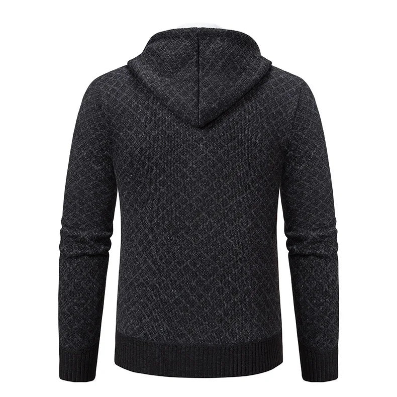 Men's Winter Knitted Sweaters Zip Up Knit Cardigan Casual Hooded Outwear Mens Sweater Coat Versatile Top Clothes