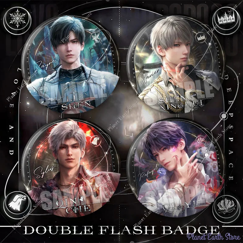 2025 75MM Love and Deepspace Sylus Rafayel Zayne Xavier Caleb Anime Flash Breeder Badge Emblem Brooch Cospaly Cartoon Gifts New