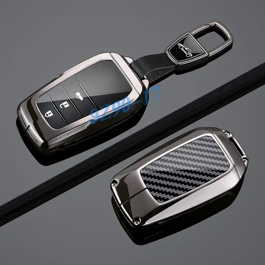 Metal Carbon Fiber Car Key Fob Case Cover Keychain For Toyota Corolla Cross Yaris Sienna Venza Harrier Hilux Tundra Mirai Land