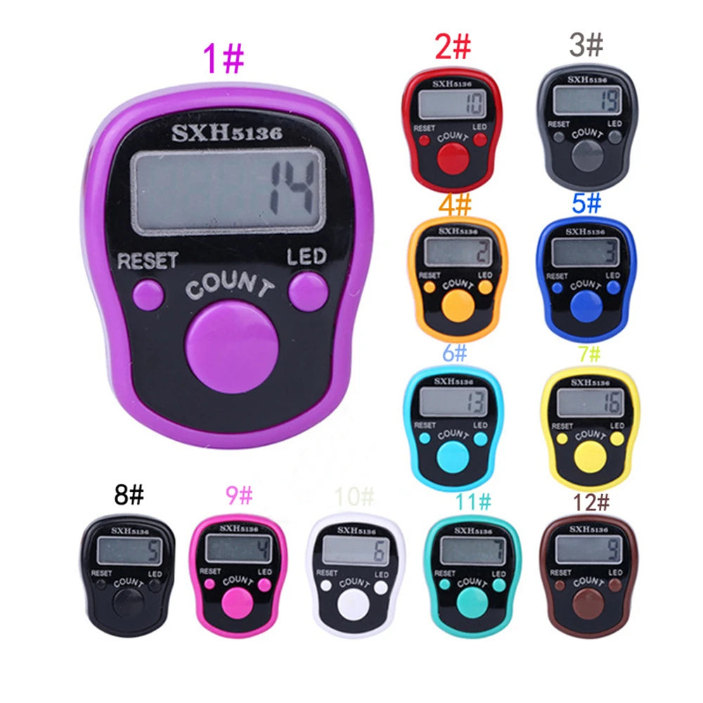 1~10PCS Finger Counter w/ Compass Islamic Tasbih Bead 5 Digital LED Electronic Handheld Tally Counter Clicker  counter ring