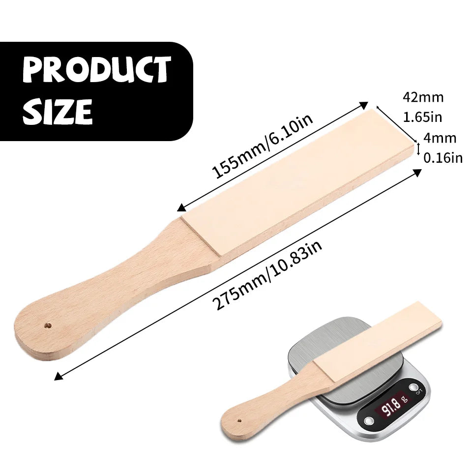 MIUSIE Wood Leather Sharpening Board Polishing Board Leather Knife Sharpener Sharpening Strop Tool Double Sided Polishing Board