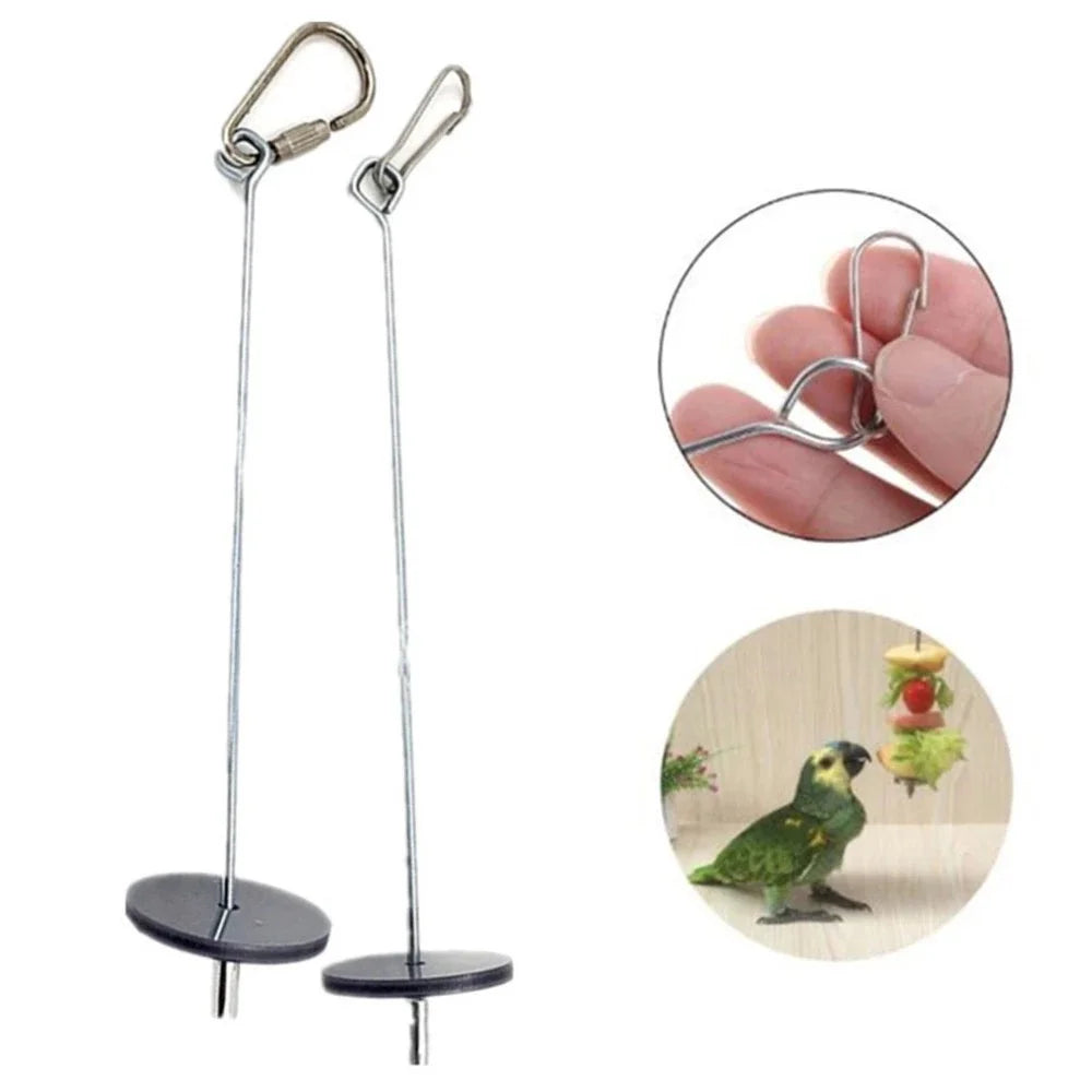 2024 Pet Parrots Birds Feeder Food Holder Support Stainless Steel Spear Stick Fruit Anti-stick Skewers Bird Supplies Cage