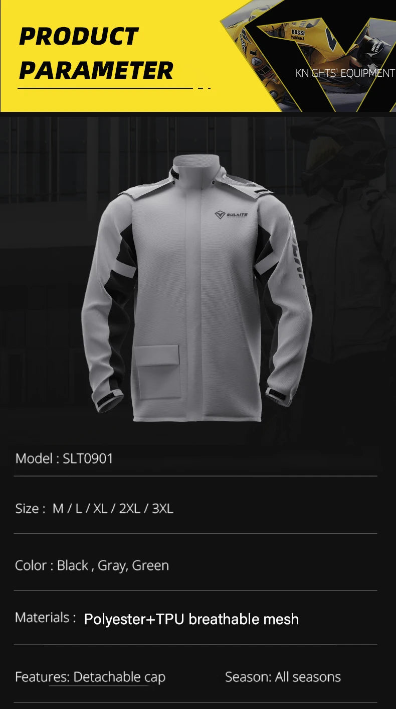 SULAITE Rain Suit Motorcycle Rain Gear Suit for Men & Women Jackets & Pants Reflective Waterproof Breathable Rainsuit