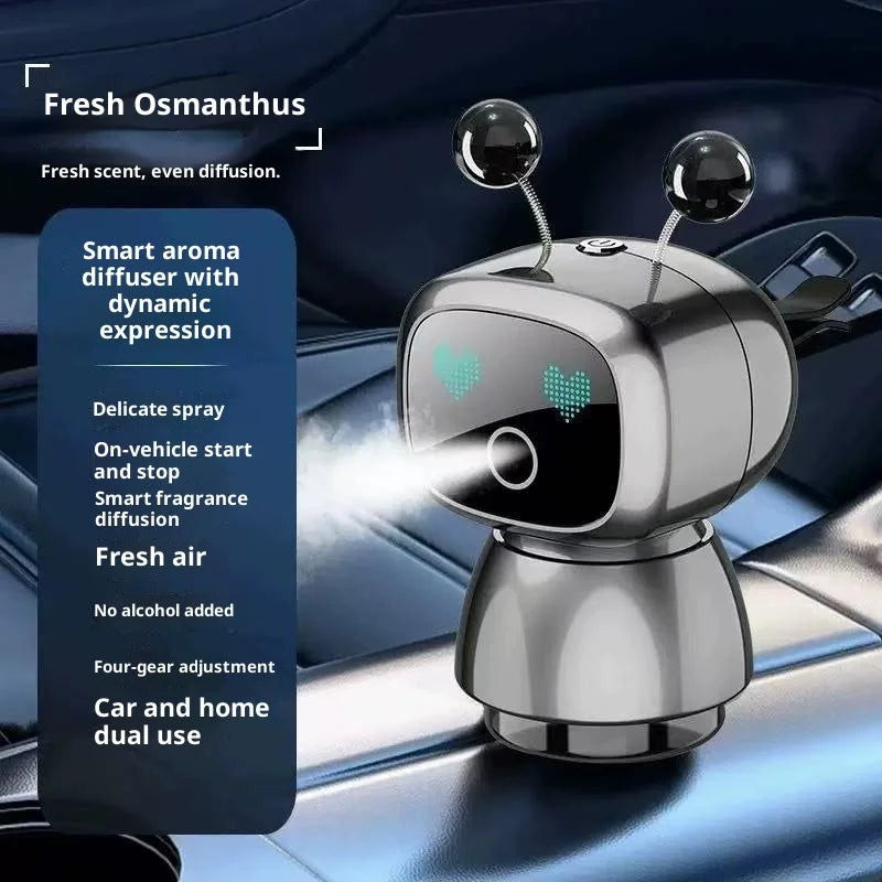 Creative Car Smart Aromatherapy Diffuser - Robot-shaped Aromatherapy Ornament, Air Freshener with Long-lasting Light Fragrance