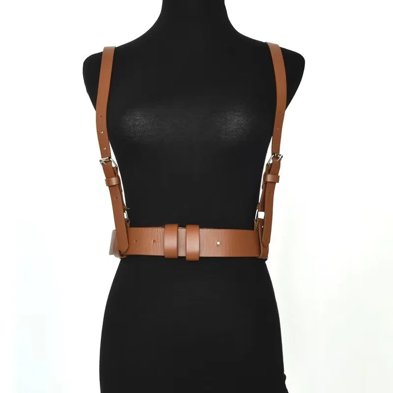 Black PU Leather Punk Body Chains Fashion Strong And Sturdy Waist Straps Belt Club Adjustable Body harness