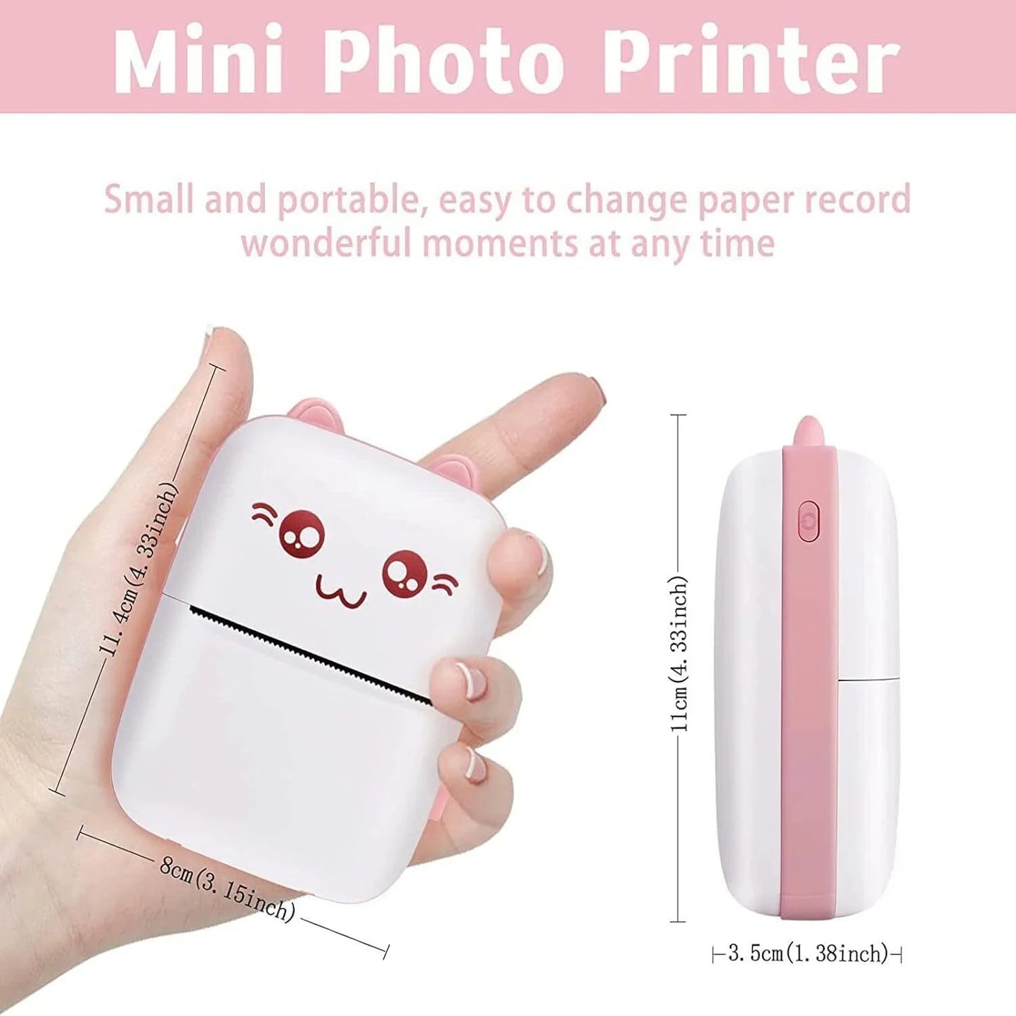 58mm Mini Portable Thermal Printer Cat Shapes Wireless BT 200dpi Photo Label Memo Wrong Question Printing Tag Bluetooth Printer