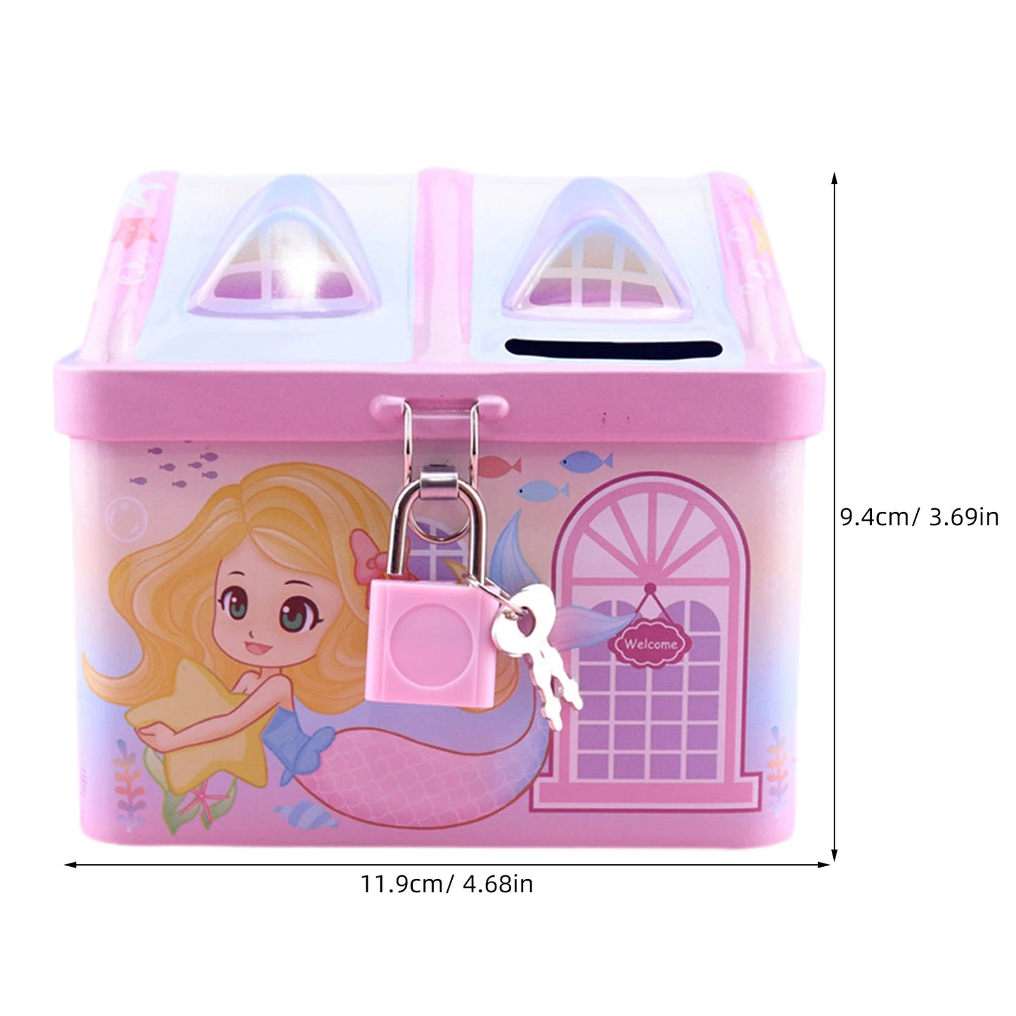 Mermaid Piggy Bank Money Jar Children Saving Pot Kids For Girls Toys Toddlers Metal Piggy Bank Saving Pot Coin Container Gift