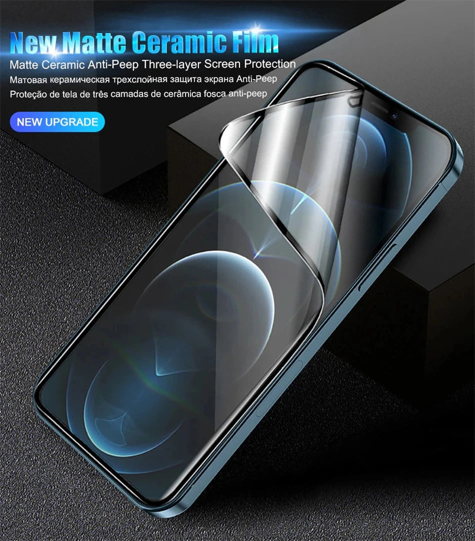 NNBILI 4Pcs Matte Ceramic Privacy Screen Protector Anti-Spy for iPhone 16 15 Pro Max 14 13 12 11 X XR XS Max Light Anti-Scratch