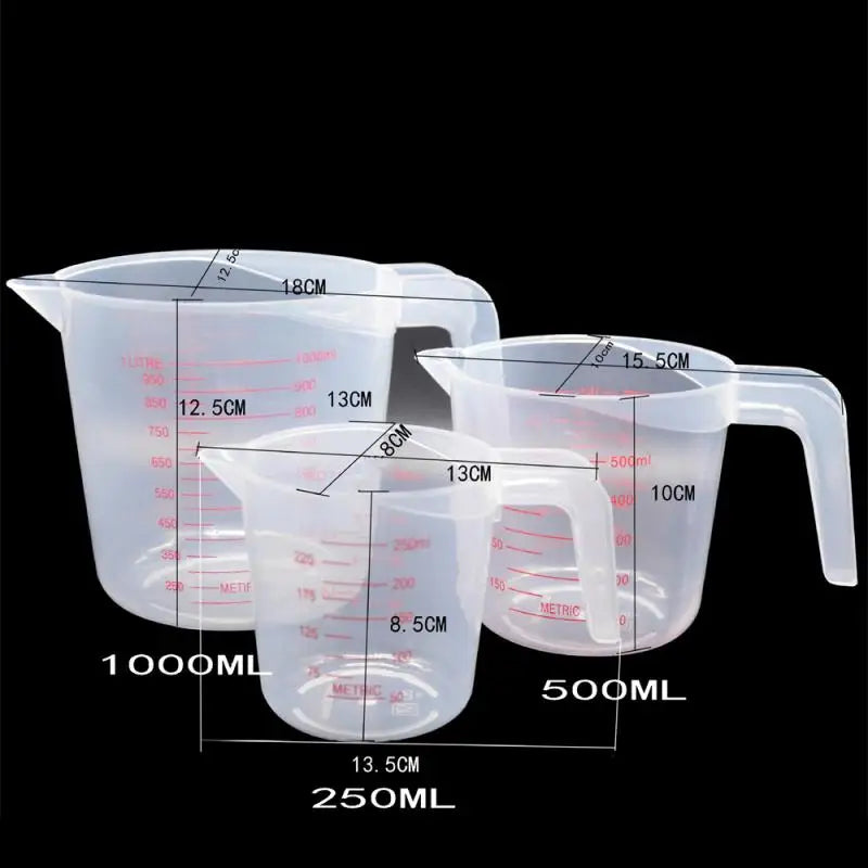 Measuring Volume Beaker Kitchen Baking Tools 250/500/1000ml Baking Liquid Measuring Cups PVC Scale Cup Plastic