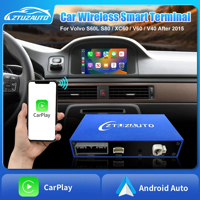 Wireless Apple CarPlay For VOLVO 7‘’ S60 S80 XC60 V60 V40 S60L 2015-2019 Car Play Android Auto Box Mirror Front View Rear Camera