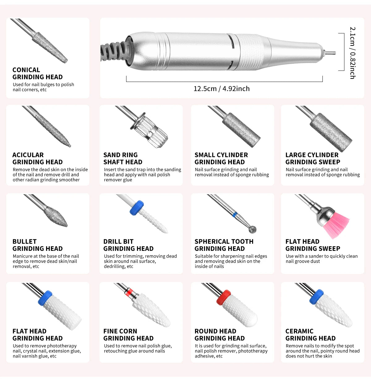 45000RPM Electric Nail Drill Rechargeable Nail Polisher with Nail Drill Kit for Gel Nail Polishing Nail Salon Tool