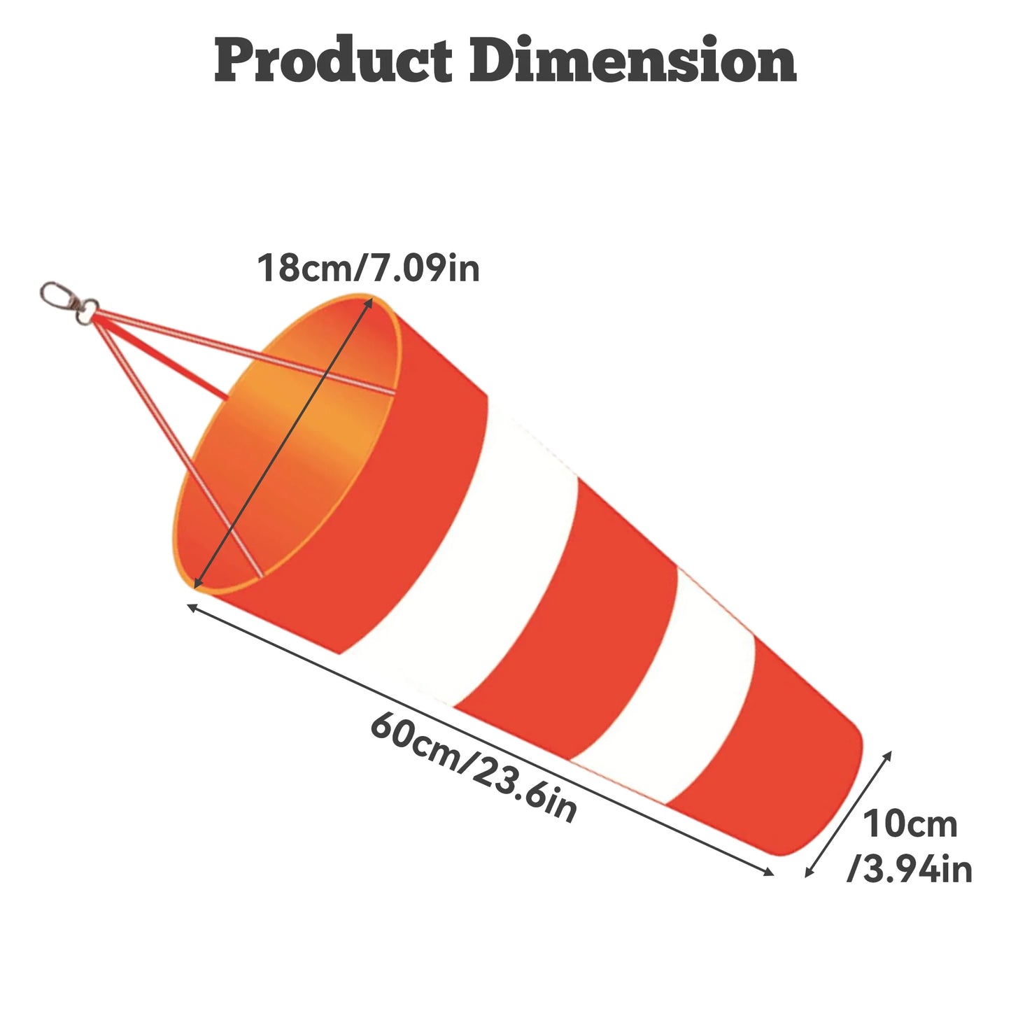 60cm Hanging Reflective Windsock Flags Wind Direction Indicators for Outdoor Airport Garden Farm Measurement Weather Vane