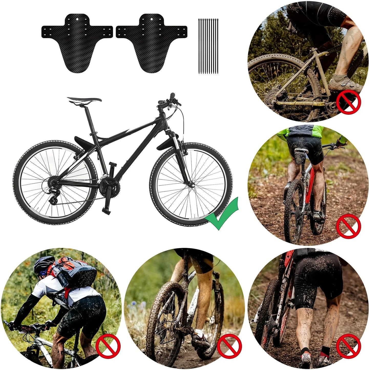 4PCS Bike Front/Rear Fender MTB Bike Mud Fenders Bicycle Parts Mountain Bike Hugger Bicycle Ultralight Portable MTB Fix Gear