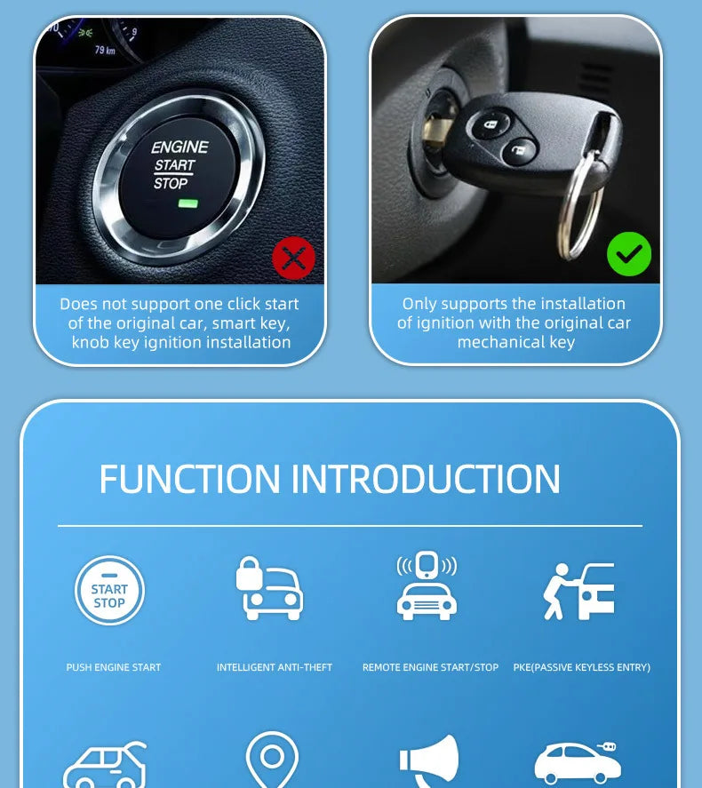 Car Alarm keyless entry start Systems Remote Central Door Lock Keyless System Auto Car SUV Anti-theft Tunning parts PKE