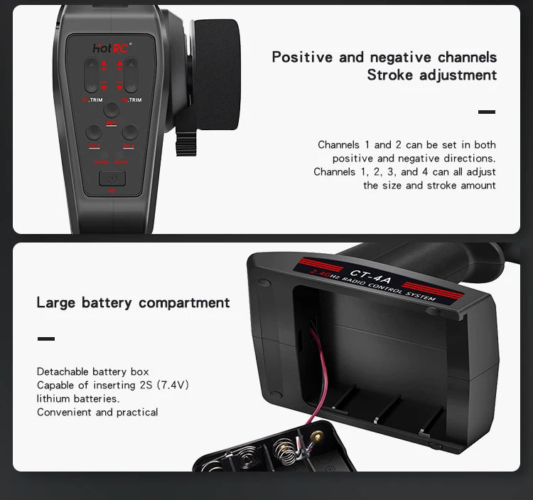 Hotrc CT-6A CT-4A 6CH 4CH 2.4GHz Radio System Transmitter Remote Controller with F-06A F-04A 6Ch Receiver for RC Car Boat Tank