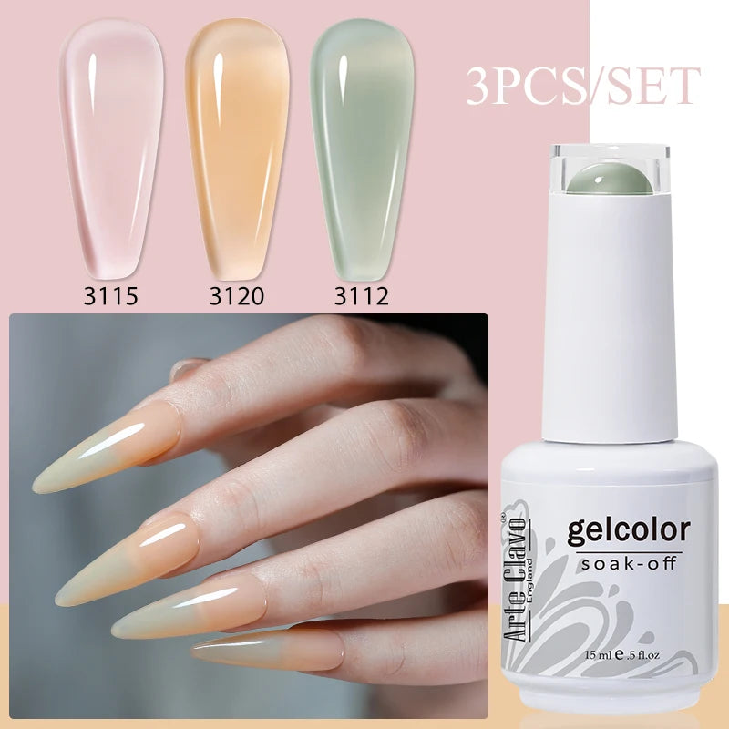 3PCS/Set Arte Clavo Gel Nail Polish Kit 15ml Nail Art UV LED Gel Set For Manicure Long Lasting Gel Polish Set Soak off Varnishes
