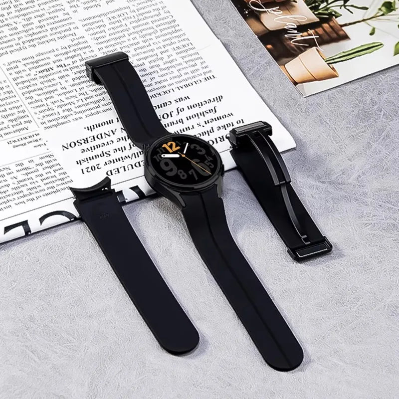 No Gap Soft Silicone Strap For Samsung Galaxy Watch 7 6 5 4 40mm 44mm Breathable Magnetic Wristband Watch 6 4 Classic/5 Pro 45mm