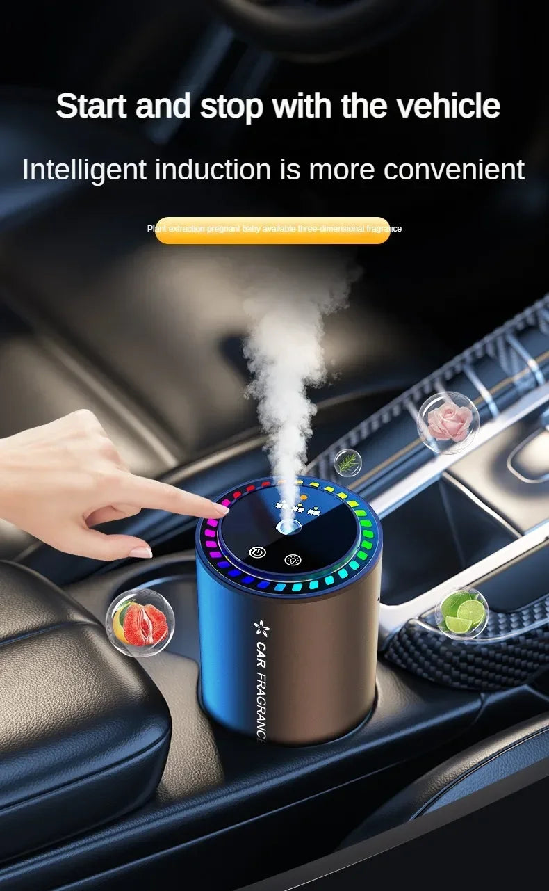 Car mounted perfume aromatherapy automatic spray odor removal aluminum alloy metal colorful atmosphere light star ceiling