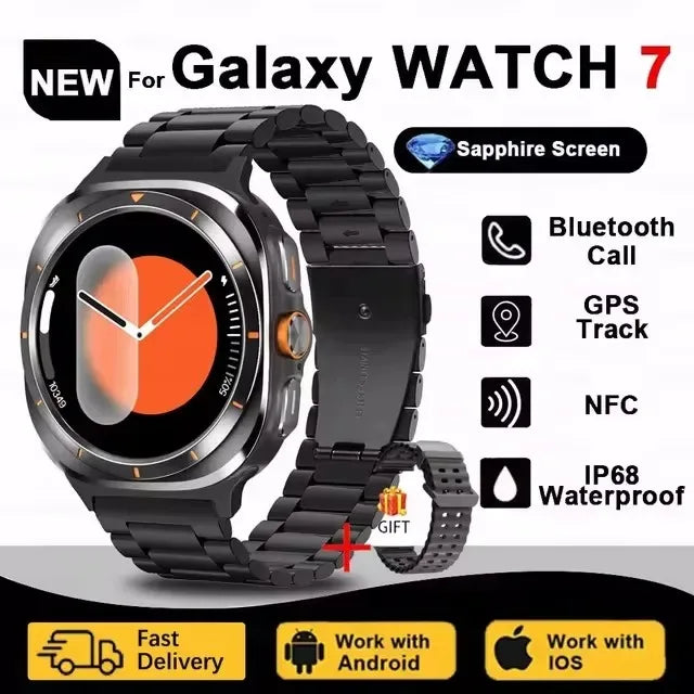 Galaxy Watch 7 Ultra GPS Tracking Smart Watch Men Amoled Screen Heart Rate Bluetooth Call NFC Sports Smart Watch For Android IOS