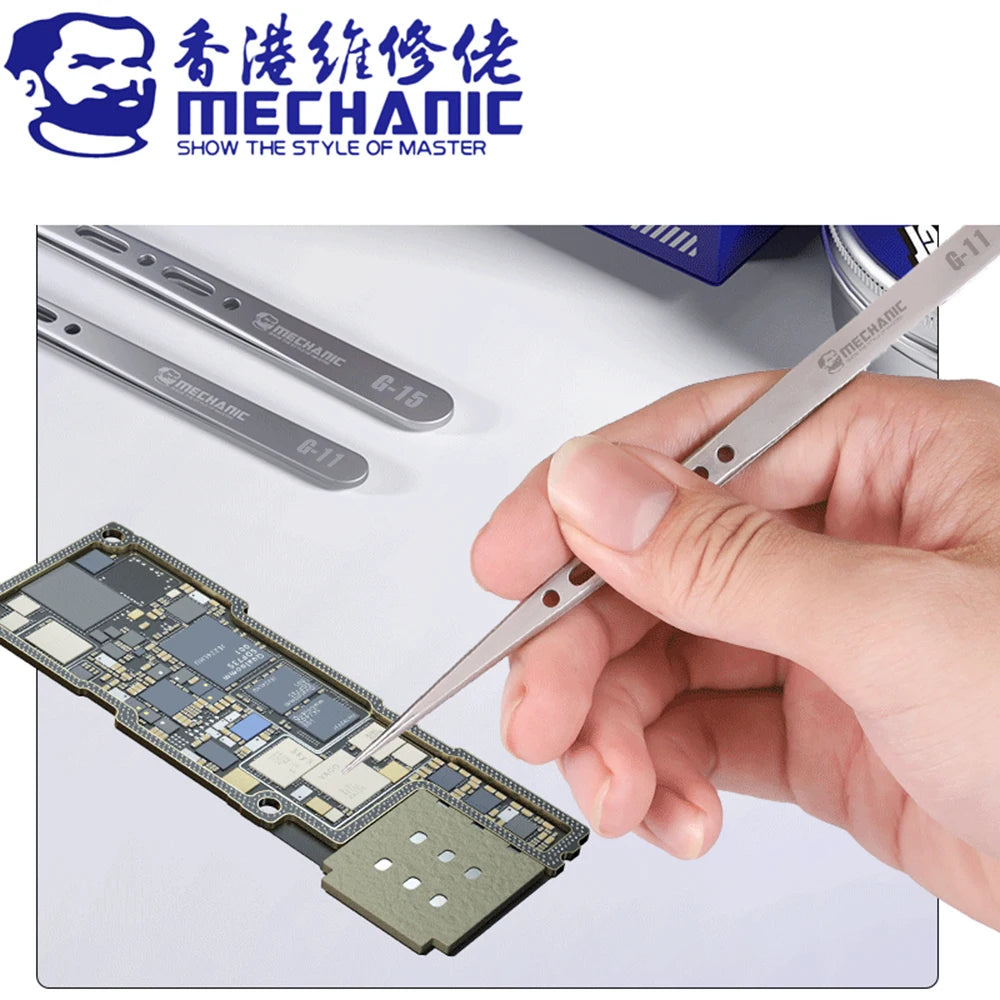 MECHANIC Professional Anti Magnetic Tweezers for Precision Electronic Components Flying Wire Repair Phone Repair Tools