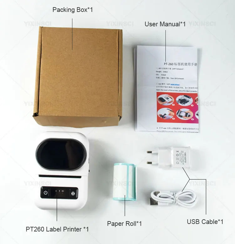 PT260 58mm Mini Portable Thermal Printer Photo Pocket Printer Wireless BT Connect For Label Price Maker Machine