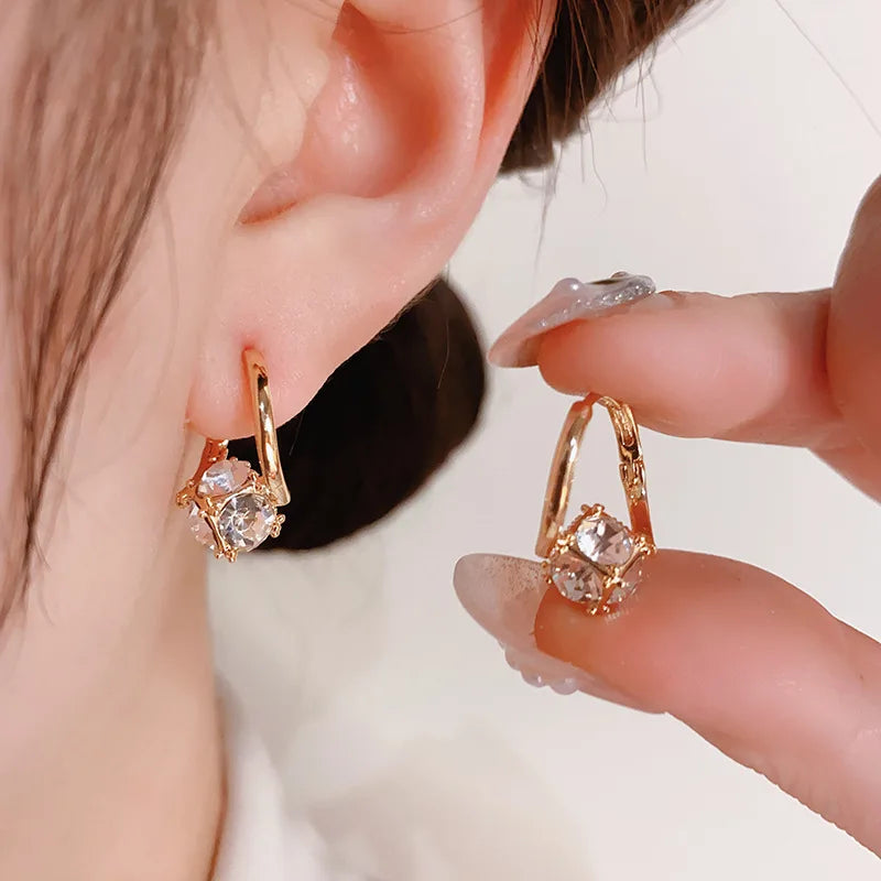 Temperament Light Luxury Diamond Ball Earrings Women's New Fashion Niche Design Earrings Party Jewelry Gifts Wholesale