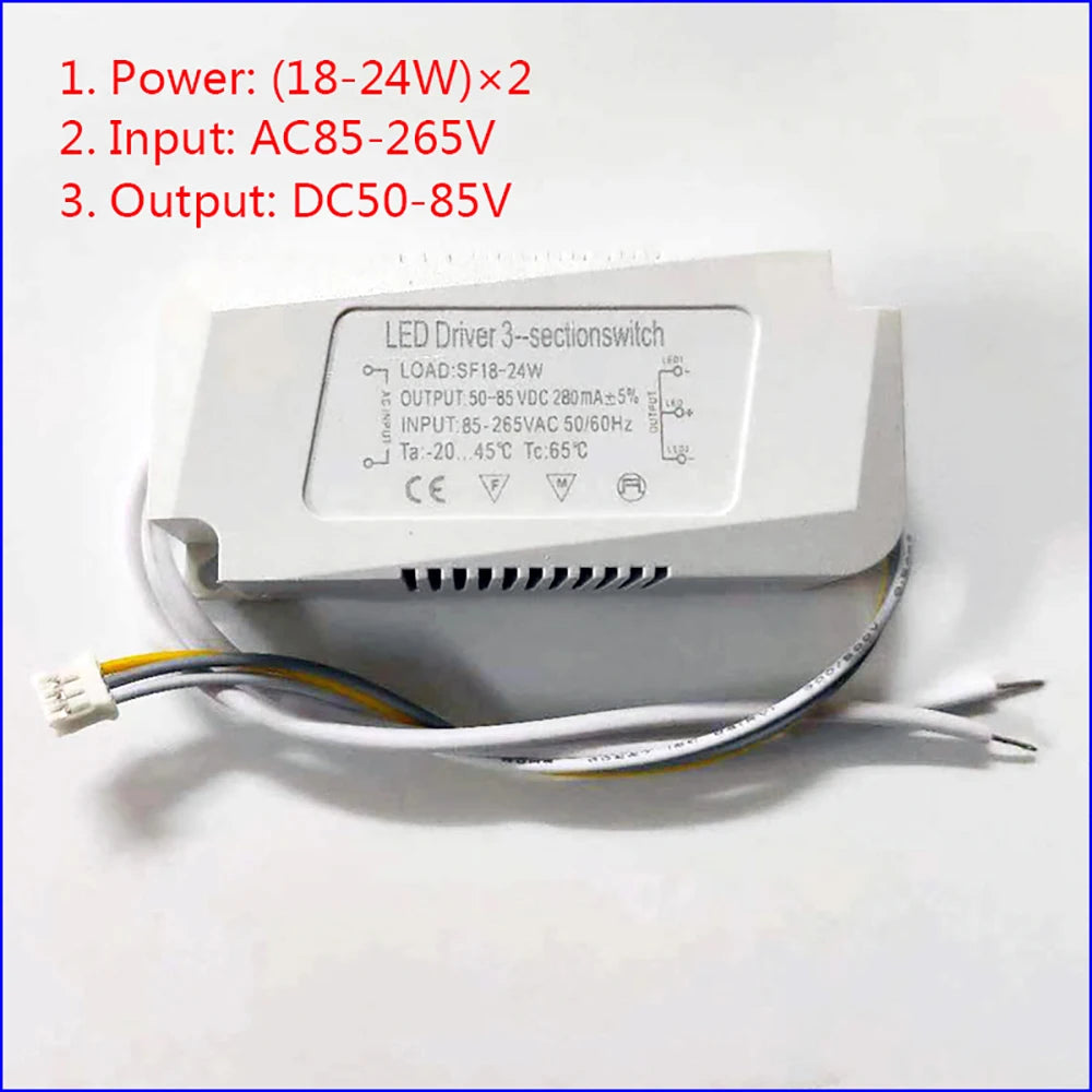 AC Input 85-265V Isolation driver With 3Colors LED transformer (8-12W)×2 (36-50W)X2  for dimmable color-changeable chandelier