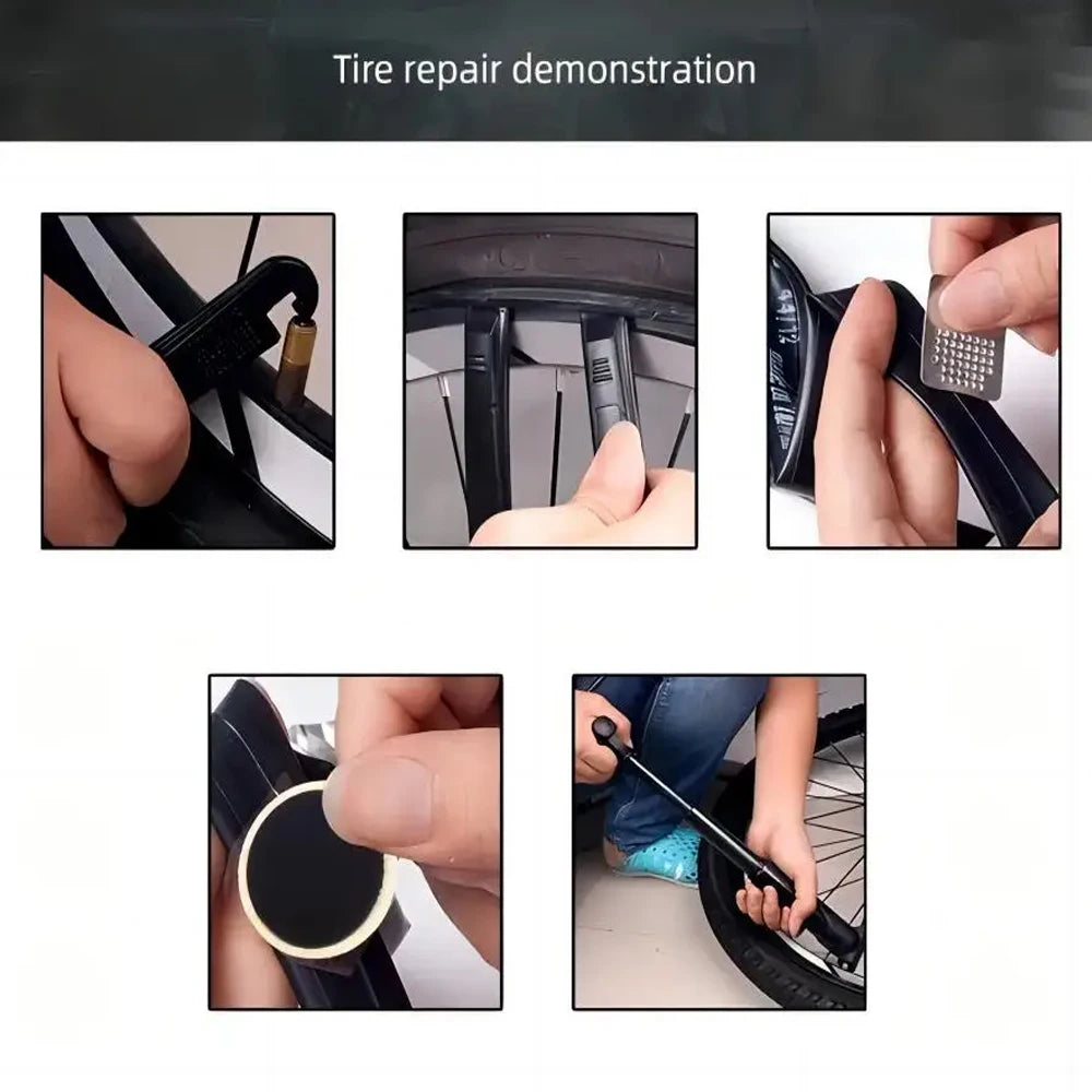 Bike Tire Repair Kit Patches Tire Flim Grinding Film Crowbar Multifunctional Tools Cycling Tire Patch Bicycle Repair Puncture