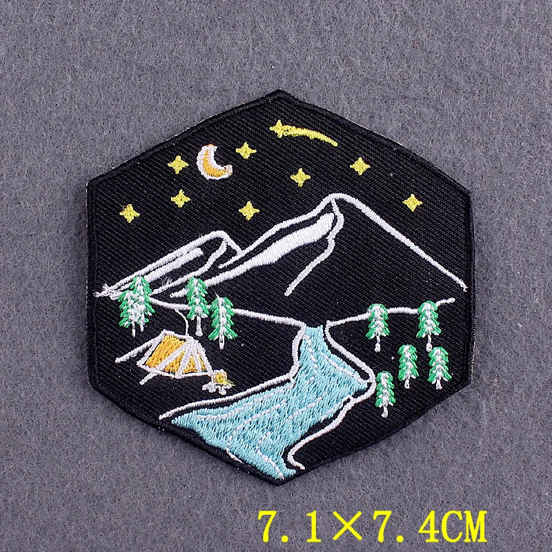 Hiking Adventure Patches For Clothing Stickers DIY Hook Loop Badges Camping Embroidery Patch Iron On Patches On Clothes Stripes