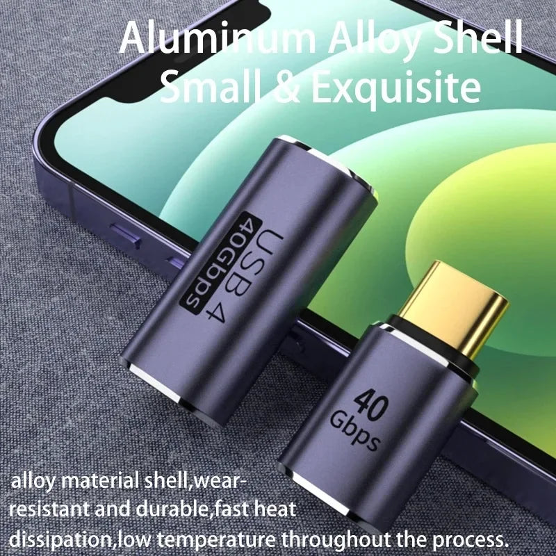 100W Metal USB C Adapter OTG 40Gbps Fast Data Transfer Type-C Charging Converter For 8K 120Hz Vedio Macbook Pro Laptop Phone