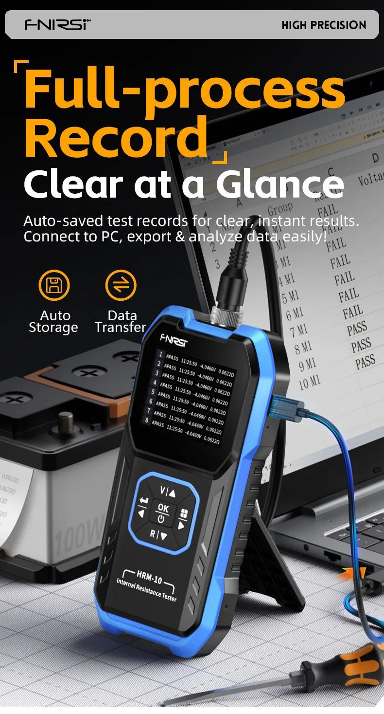 FNIRSI HRM-10 18650 Battery Voltage Internal Resistance Tester High-precision Trithium Lithium lron Phosphate Battery Tester