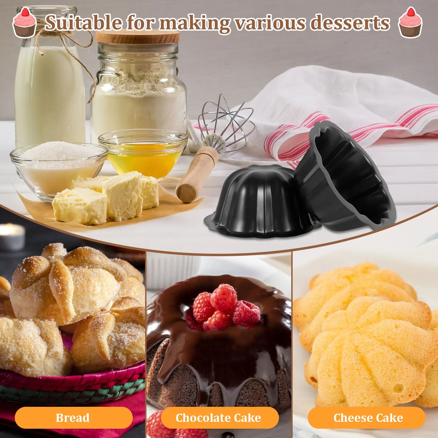 10Pcs Cake Pan Non Stick Coated Carbon Steel Cake Pan Flower Shape Cake Baking Pan Cake Baking Mold for Baking Cake Oven