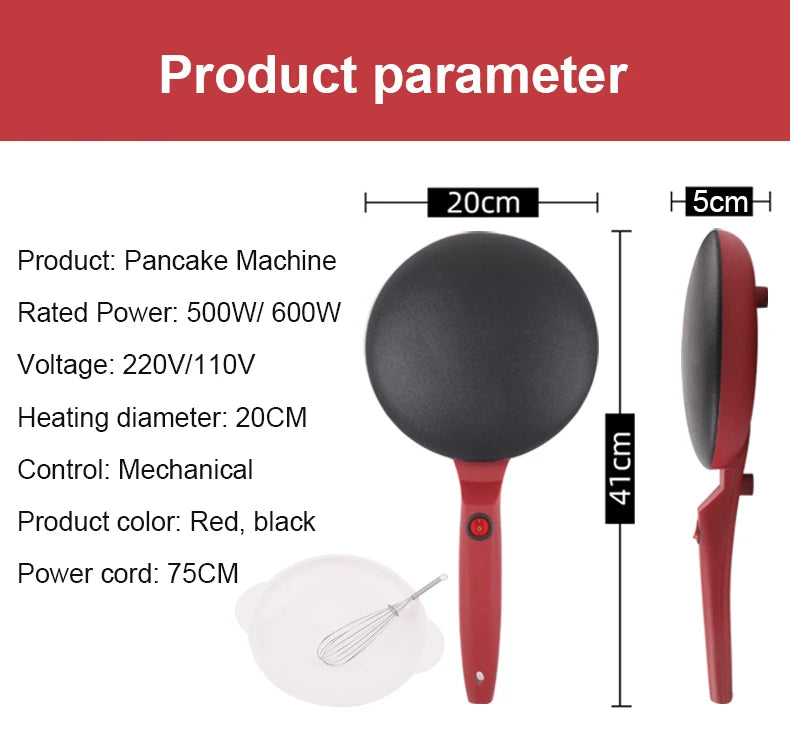 110V 220V Household Non-stick Pancake Machine Electric Crepe Baking Pan Instant Heating Spring roll Pastry Frying Grilling Plate
