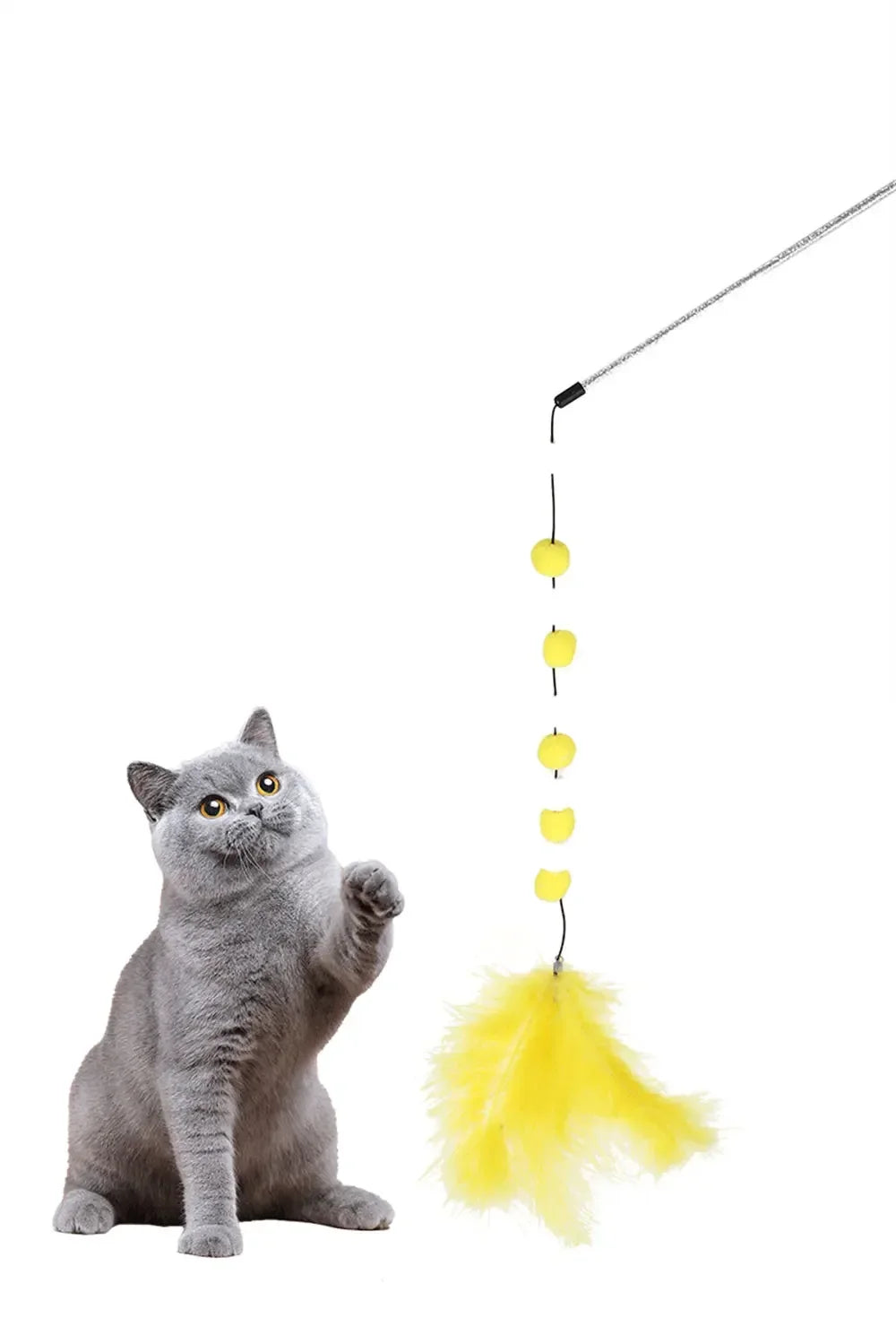 Kitten Cat Teaser Interactive Toy Rod With Bell And Feather Toys For Cats Teaser Interactive Toy Rod Pet Cats Toys Stick
