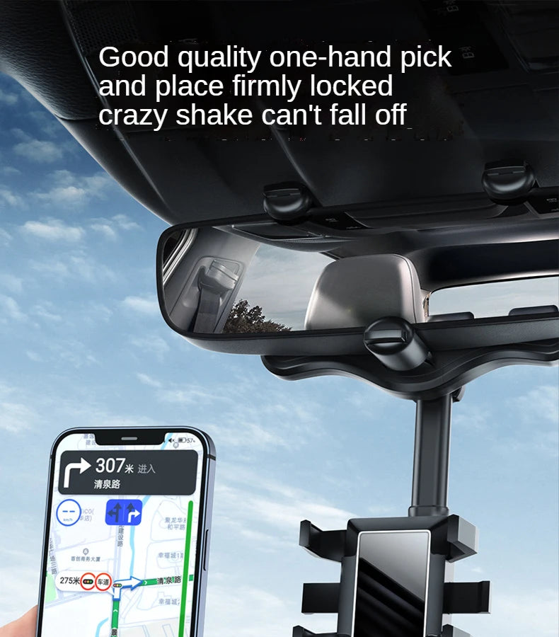 Car Phone Holder 360° Rearview Mirror Phone Holder Auto Rearview Mirror Seat Hanging Clip Bracket Cell Phone Holder for Car