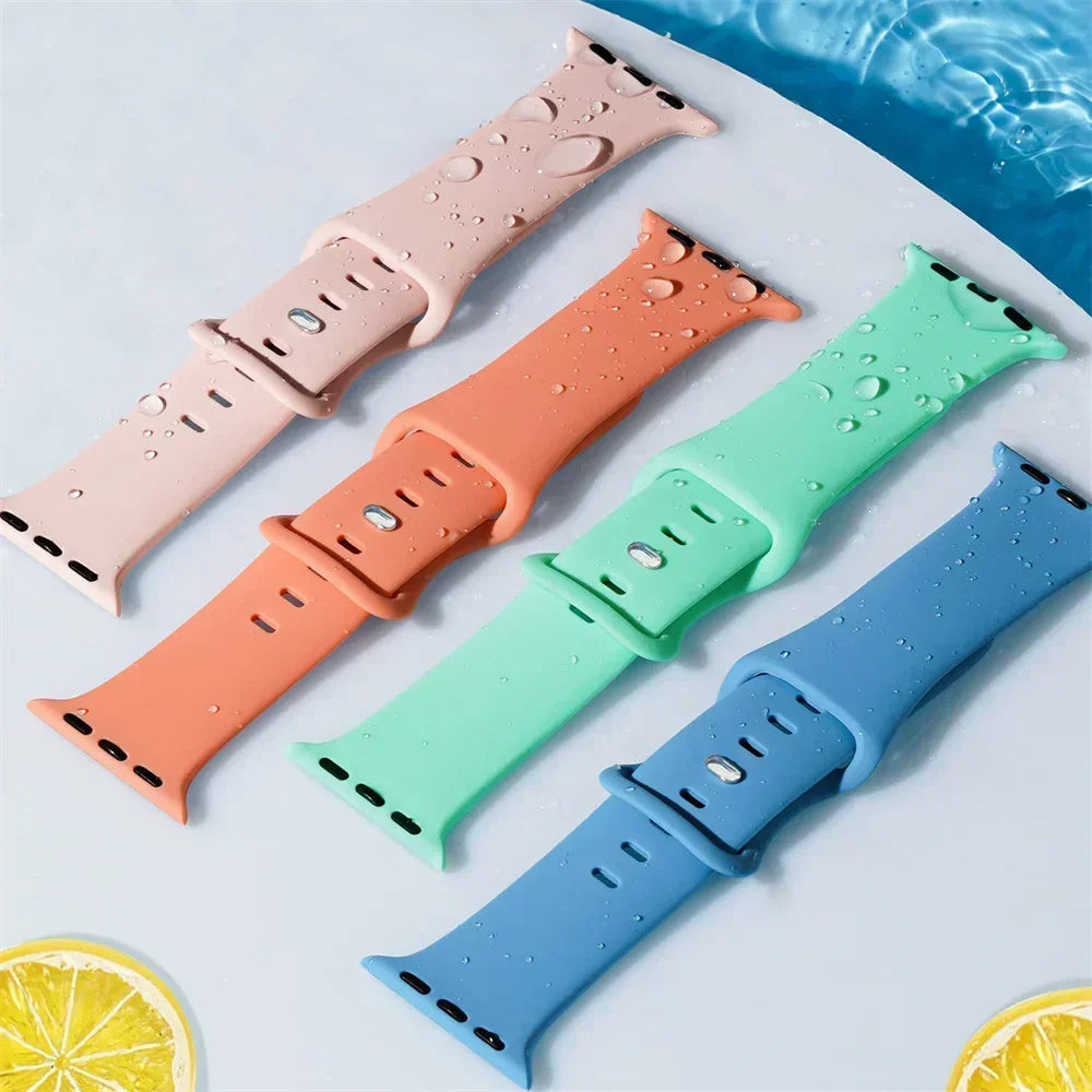 Silicone Strap For Apple Watch Band 44mm 40mm 45mm 41mm 42-38mm sport wrist bracelet iwatch series 8 7 se 3 4 5 6 9 ultra 2 49mm