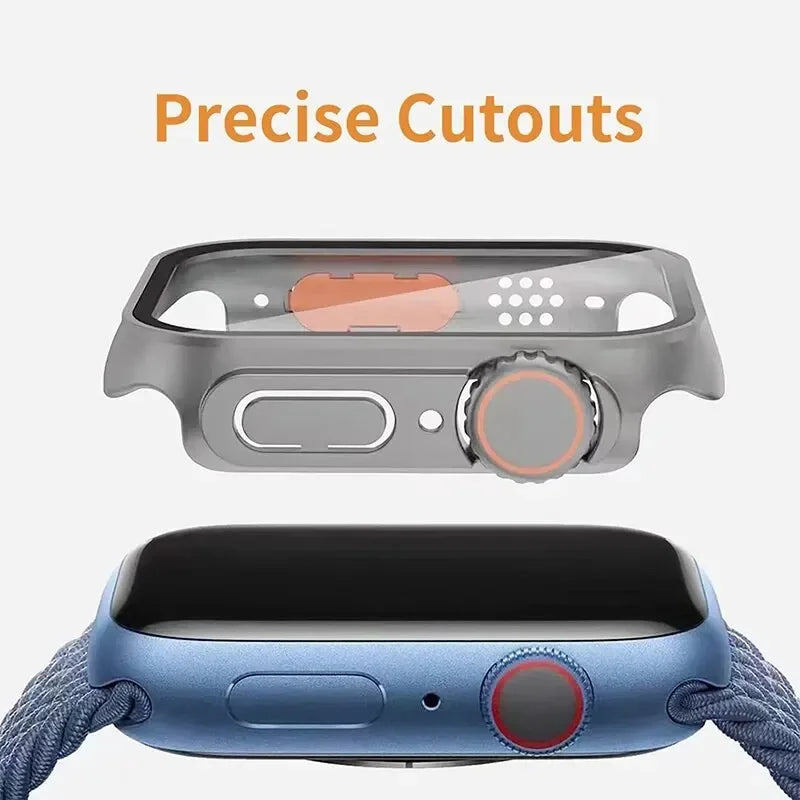2PCS Case Glass+Case For Apple Watch 42 46 44 45 41 40mm Screen Protector Cover Change Ultra Bumper IWatch Series10 9 8 7 SE 6 5
