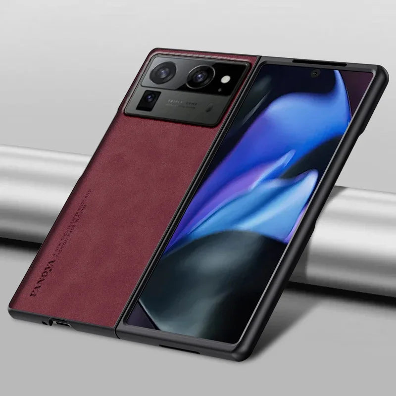 For Tecno Phantom VFold 2 Luxury Sheepskin Leather Phone Case for Phantom V Fold2 Shockproof Bumper Matte Silicone Protect Cover