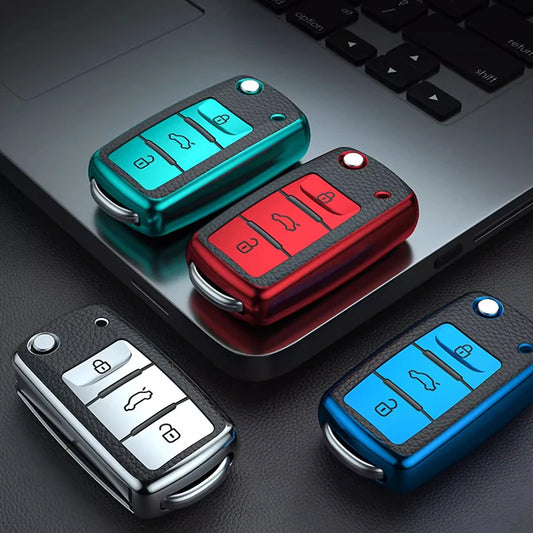 TPU Leather Car Key Case  Scratch-resistant Waterproof Car Key Protective Cover Car Accessories Interior