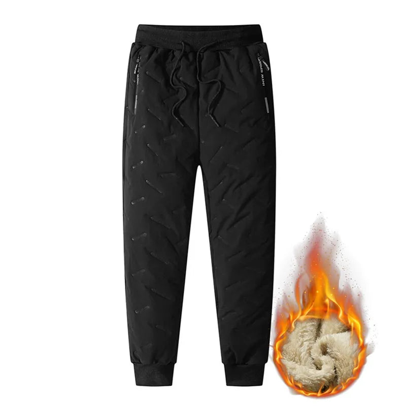 Winter Sweatwear Men Plush Thick Sport Sweatpant Lambswool Thermal Trousers Casual Pants Waterproof Windproof Warm Cotton Pants