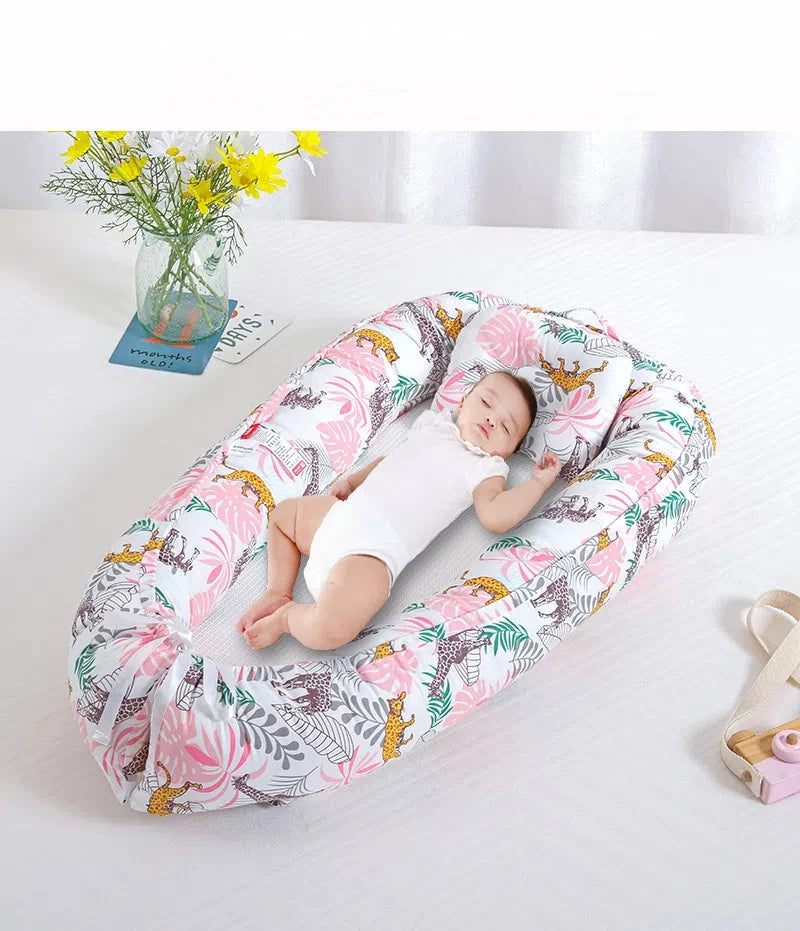 Soft Baby Sleeping Nest Bed Infant Cot Lounger Portable Co-sleeping Cribs for Newborn Bassinet Cotton Portable Crib Travel Bed