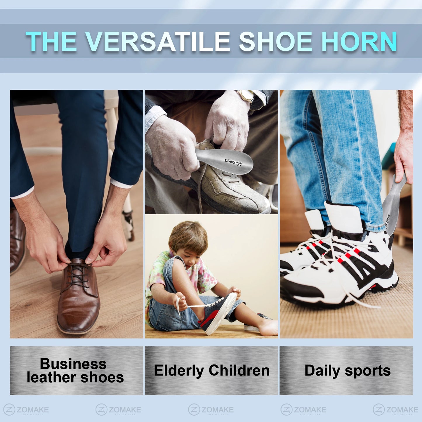 Metal Shoe Horn Stainless Steel 7.5Inch Small Shoe Horn Lifter Easy Carry Shoe Accessories travel shoe spoon for seniors kids