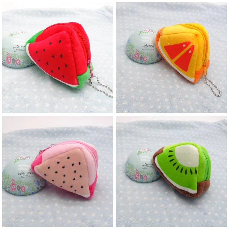 Cartoon Fruit Creative Plush Three-dimensional Coin Wallet Storage Bag School Bag Hanging Children's Holiday Gifts Cartoon Fruit