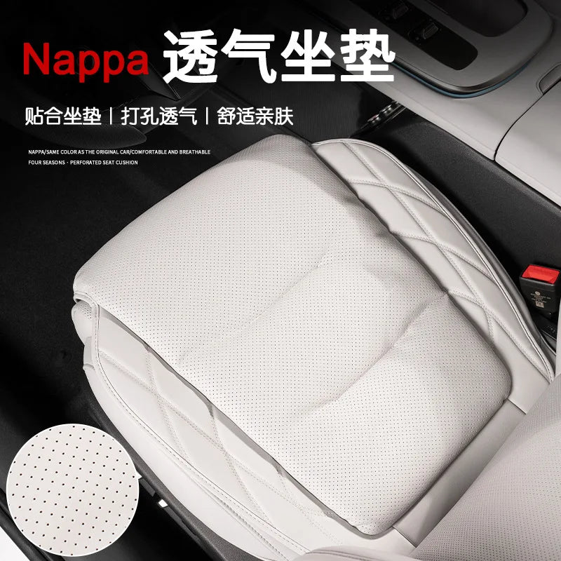 New Car Seat Cushion Waist Cushion for Mercedes Benz/BMW/Audi Breathable and Ventilated Nappa Leather All Season Seat Cushion
