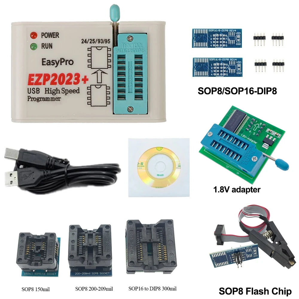 EZP2023 High-Speed USB SPI Programmer+12 Adapters Support 24 25 26 93 95 EEPROM 25 Flash Bios Chip Better Than EZP2019