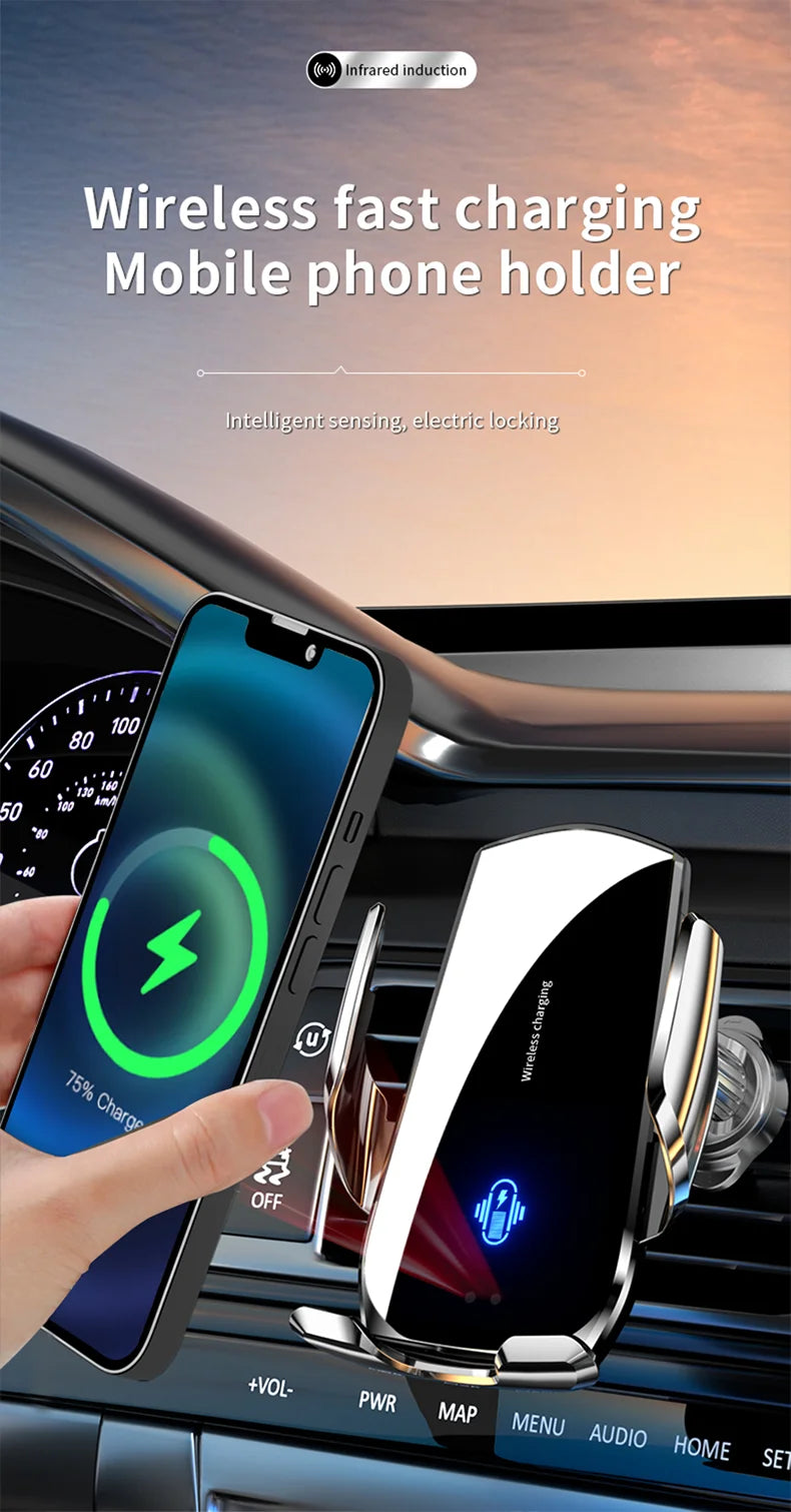 Car Wireless Charger Automatic Car Phone Holder Infrared Induction for iPhone 14 13 12 Xiaomi Samsung 15W Fast Charging Station