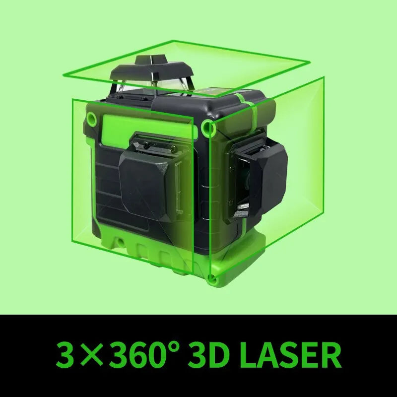 Pracmanu Laser Level 12 Lines 3D Level Self-Leveling Horizontal and Vertical Cross Super Powerful Green Laser Beam